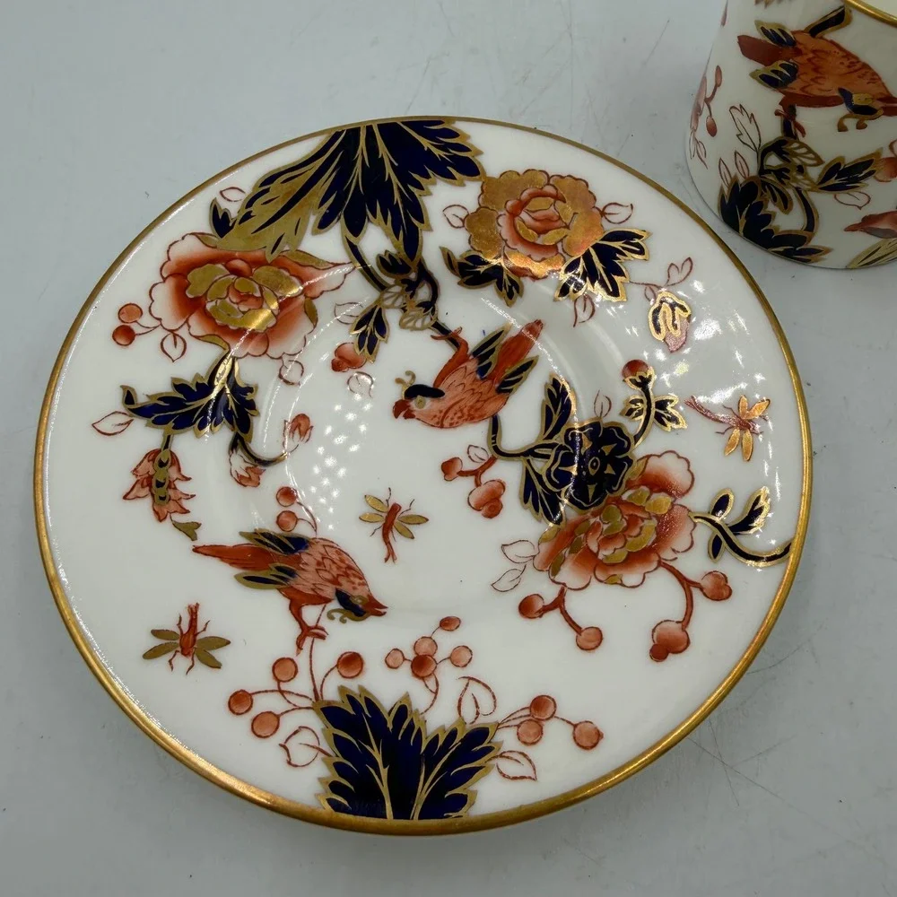 Coalport Bone China Hong Kong Demitasse Espresso Cup Saucer England Imari 1970s